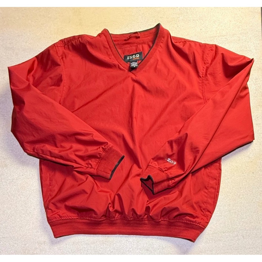 IZOD XFG Men Red V-Neck Golf Windbreaker Pullover Jacket Size M PC-728-2415
